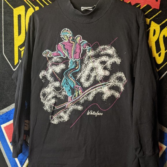 Vintage Whiteface Mountain Ski Black Long Sleeve Tee - Picture 1 of 4
